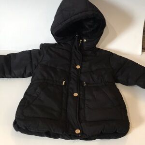 Zara Black Hooded Puffer Jacket